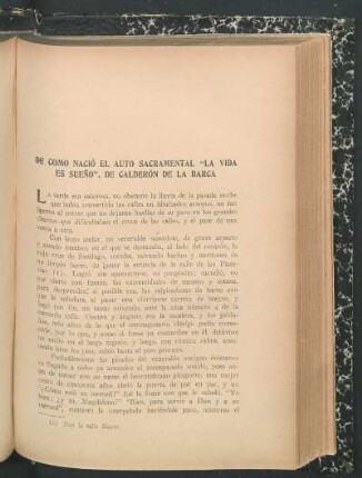 De como nació el auto sacramental "La vida es sueño", de Calderón de la Barca