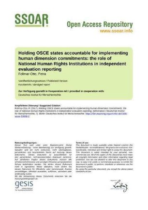 Holding OSCE states accountable for implementing human dimension commitments: the role of National Human Rights Institutions in independent evaluation reporting