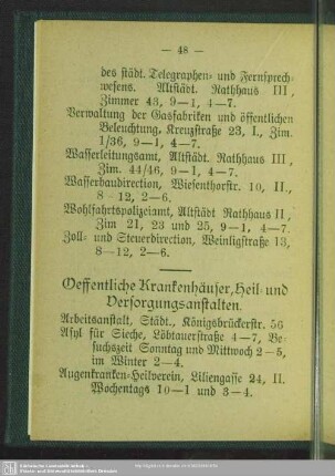 Oeffentliche Krankenhäuser, Heil- und Versorgungsanstalten