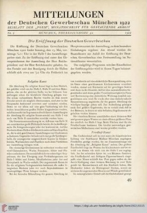 Mittteilungen der Deutschen Gewerbeschau München