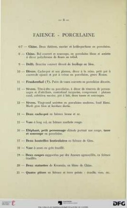 Faience – Porcelaine (Nr. 6-21)