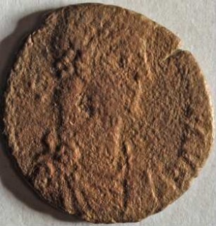 Römische Münze, Nominal Maiorina, Prägeherr Magnus Maximus, Prägeort nicht bestimmbar, Original