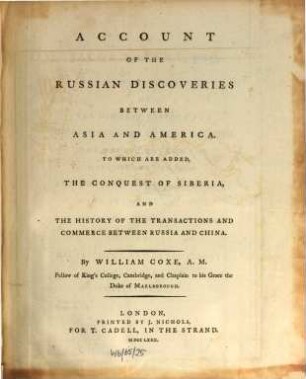Account of the Russian Discoveries between Asia and America