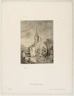 Die Nikolaikirche am Neumarkt an der Triebisch im Süden von Meißen, Blatt 19 aus der Mappe "Meißen" nach Federzeichnungen von Bernhard Mannfeld