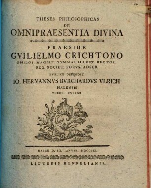 Theses philos. de omnipraesentia divina