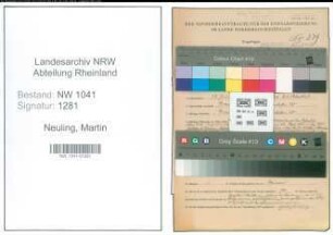 Entnazifizierung Martin Neuling , geb. 17.07.1893 (Zollbeamter)