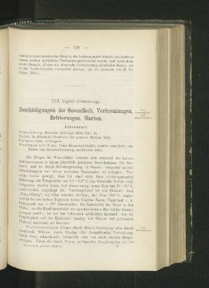 VIII. Capitel (Fortsetzung). Beschädigungen der Gesundheit, Verbrennungen, Erfrierungen, Narben.