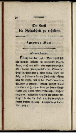 Zweytes Buch. Lebensordnung.