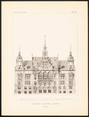 Konkurrenzentwürfe für ein Rathaus in Stuttgart, zusammengest. v. W. Kick, Stuttgart 1895: Ansicht