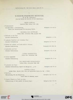 I. Niederländische Handzeichnungen (Nr. 1-202)