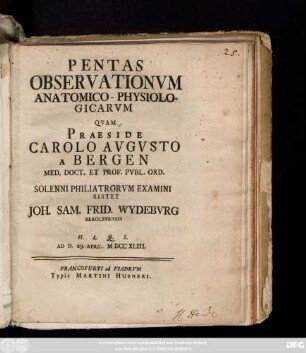 Pentas Observationvm Anatomico-Physiologicarvm