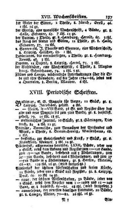 XVIII. Periodische Schriften
