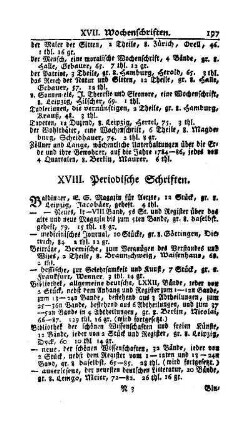 XVIII. Periodische Schriften