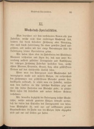 XI. Wachstuch-Specialitäten.