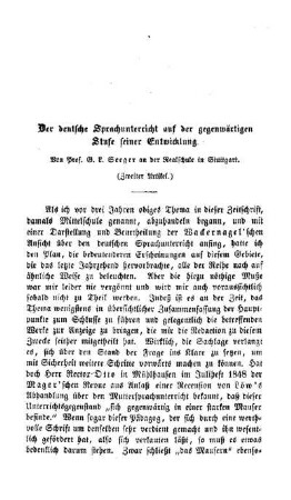Der deutsche Sprachunterricht auf der gegenwärtigen Stufe seiner Entwicklung : Zweiter Artikel