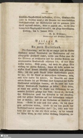 Beilage II. An mein Vaterland