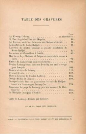 Table des gravures