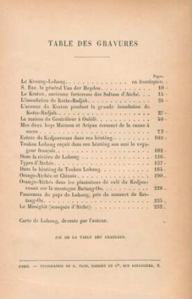 Table des gravures