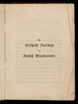 An Berthold Auerbach und Adolph Glasbrenner
