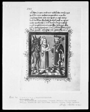 Jacobus Palladini de Anacharano, Prozeß des Teufels Belial mit Christus; der 'Grüne Teufel' — Belial, Moses und König Salomon