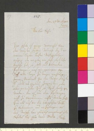 Brief von Goethe, Katharina Elisabeth an Goethe, Johann Wolfgang von