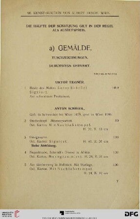 a) Gemälde (Nr. 1-67)