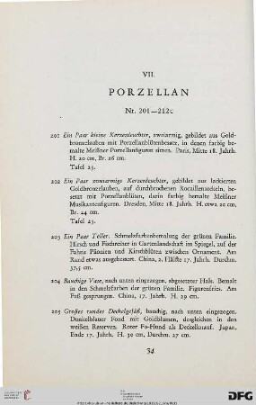 VII. Porzellan (Nr. 201-212c)
