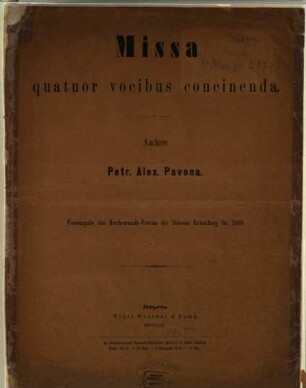 Missa : 4 vocibus concinenda