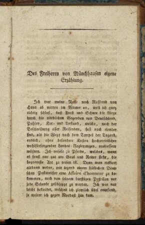 Des Freiherrn von Münchhausen eigene Erzählung