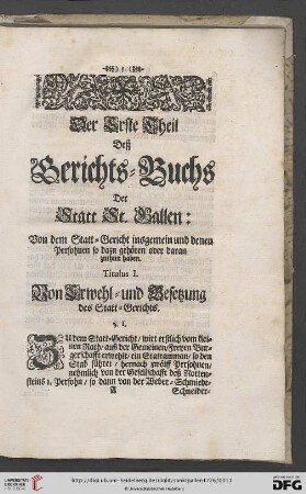 Der Erste Theil deß Berichts=Buchs