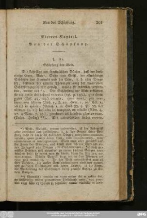 Viertes Kapitel. Von der Schöpfung.