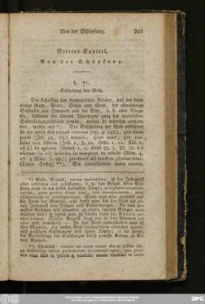 Viertes Kapitel. Von der Schöpfung.