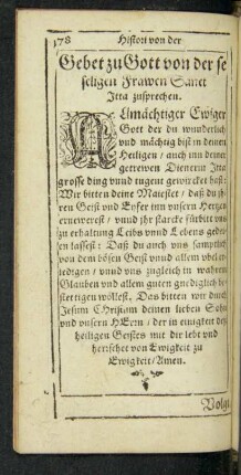 Gebet zu Gott von der se seligen Frawen Sanct Itta zusprechen.