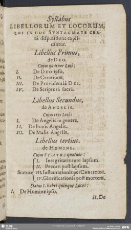 Syllabus Libellorum Locorum, Qui In Hoc Syntagmate Certa dispositione explicantur