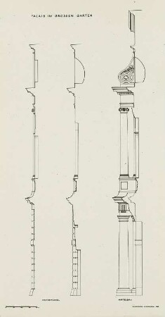 Palais, Fassadenschnitte von Seitenflügel und Mittelbau
