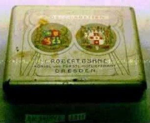 Blechdose für "KIOS-CIGARETTEN" E.ROBERT BÖHME - DRESDEN