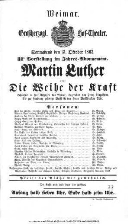 Martin Luther oder Die Weihe der Kraft