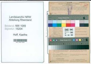 Entnazifizierung Kaethe Hoff , geb. 12.05.1898 ()