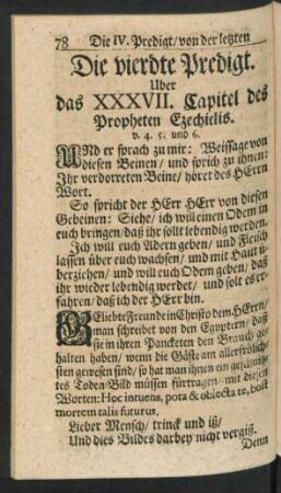 Die vierdte Predigt. Uber das XXXVII. Capitel des Propheten Ezechielis