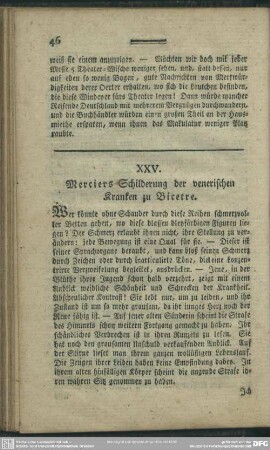 XXV. Merciers Schilderung der venerischen Kranken zu Bicetre