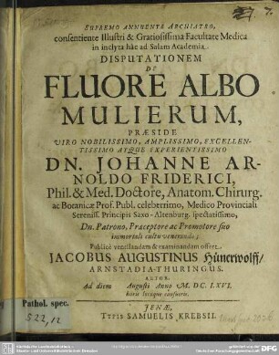 Disputatio de fluore albo mulierum