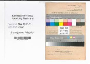 Entnazifizierung Friedrich Springorum, geb. 23.11.1912 (Werksleiter)