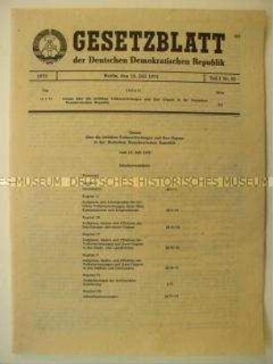 Gesetzblatt der DDR mit dem Gesetz über die örtlichen Volksvertretungen vom 12. Juli 1973