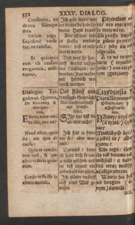 Dialogus Trigesimus Quintus = Das Fünff und dreyssigste Gespräch = Trzydziesta y Piata Rozmowa