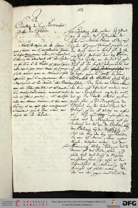 Schreiben an den Feldmarschall Graf v. Colloredo