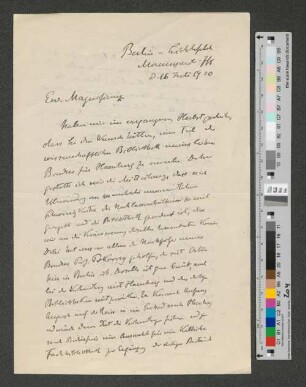 Brief an Werner von Melle