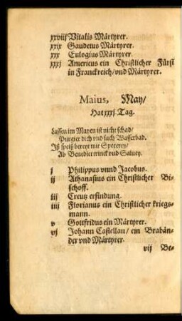 Maius, May/ Hat xxxi. Tag.