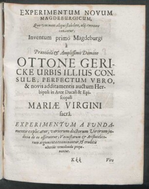Experimentum Novum Magdeburgicum