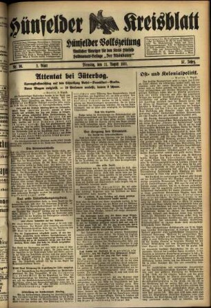 Zweite Ausgabe vom Dienstag, den 11. August 1931.