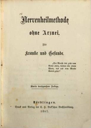 Nervenheilmethode ohne Arznei : für Kranke und Gesunde